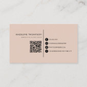 Moderne Typografie Monogram Boho Cream QR-code Visitekaartje (Achterkant)