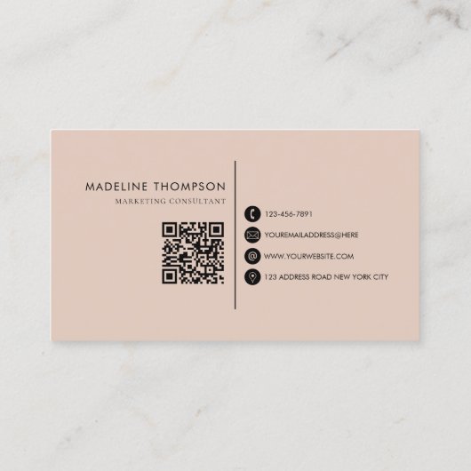 Moderne Typografie Monogram Boho Cream QR-code Visitekaartje (Achterkant)