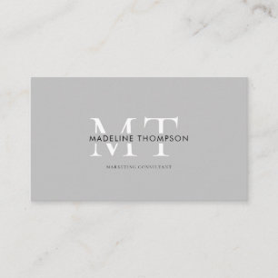 Moderne Typografie Monogram Lichtgrijs QR-code Visitekaartje