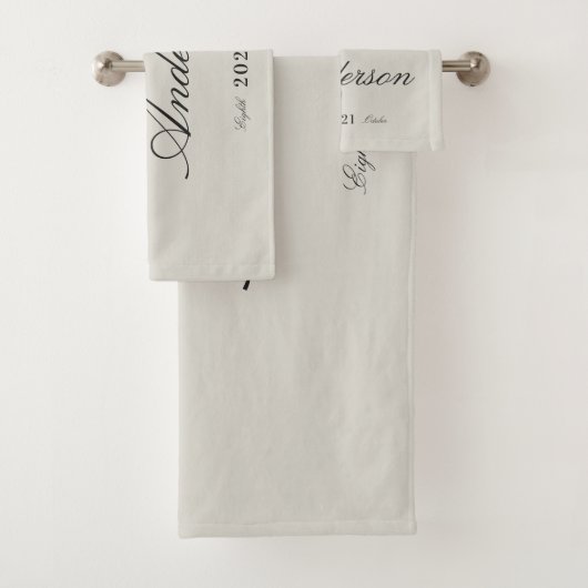 Moderne typografie Mr en Mrs bruiloft Bad Handdoek (Insitu)