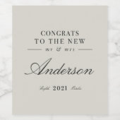 Moderne typografie Mr en Mrs bruiloft Champa Wijn Etiket (Enkel label)