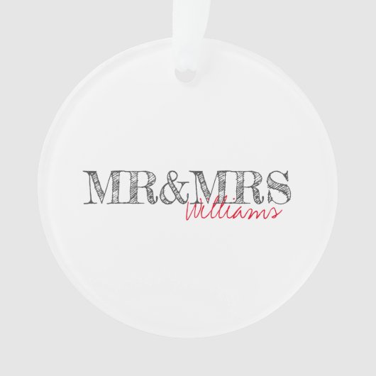 Moderne Typografie Mr&Mrs Naam Trouwdatum Ornament (voorkant)