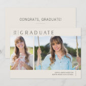 Moderne typografie multi foto afstudeerfeest kaart (Voorkant / Achterkant)