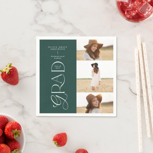 Moderne typografie multi foto afstuderen donkergro servet (Insitu)