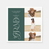 Moderne typografie multi foto afstuderen donkergro servet (Voorkant)