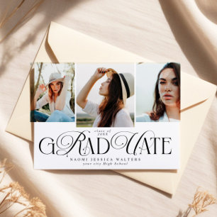 Moderne typografie multi foto elegante afstuderen kaart