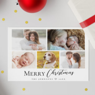 Moderne Typografie Multi foto Vrolijk kerstfeest Feestdagenkaart