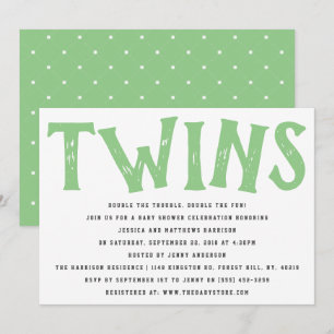 Moderne typografie Neutrale Twins Baby shower Kaart