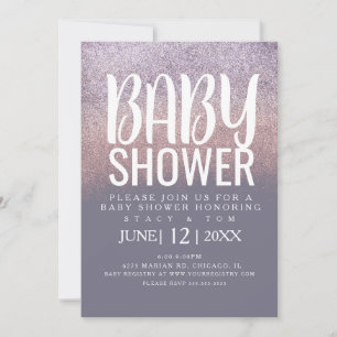 Moderne typografie ombre glitters baby shower kaart