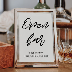 Moderne typografie Open bar bruiloft bord Poster
