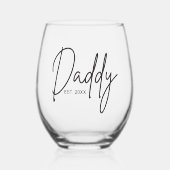 Moderne Typografie Papa Gepersonaliseerd Wijnglas Zonder Voet (Voorkant)