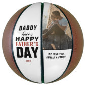 Moderne Typografie Papa Happy Father Day Foto Basketbal (Verticaal)