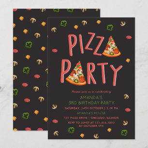 Moderne Typografie Pizza Slices Kids Verjaardagsfe Kaart