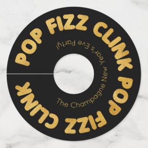 Moderne Typografie Pop Fizz Clink Oudejaarsavond W Wijnglaslabel