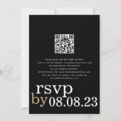 Moderne typografie QR-code witte goud zwarte bruil Kaart (Achterkant)