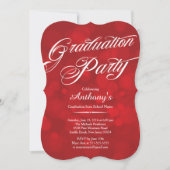 Moderne Typografie Red Bokeh Graduation Party Kaart (Voorkant)