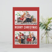 Moderne Typografie Rode Foto Kerstmis Kaart (Staand voorkant)