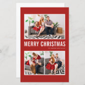 Moderne Typografie Rode Foto Kerstmis Kaart (Voorkant / Achterkant)