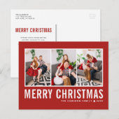 Moderne Typografie Rode Fotocollage Kerstmis Feestdagenkaart (Voorkant / Achterkant)