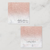 moderne typografie roos goud glitter marmer vierkante visitekaartje (Voorkant / Achterkant)