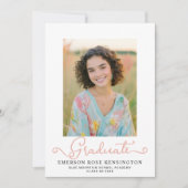 Moderne Typografie Roze Afstuderen Foto Aankondiging (Voorkant)