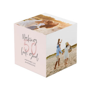 Moderne typografie Roze Girly Black 50ste verjaard Kubus