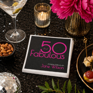 Moderne typografie Roze Zwart Fantastisch 50ste  Servet