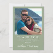 Moderne Typografie Sage Green Minimalistic Wedding Bedankkaart (Voorkant)