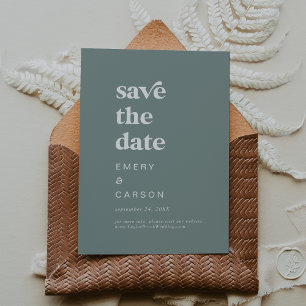 Moderne typografie Sage Green Sla de datum op Save The Date
