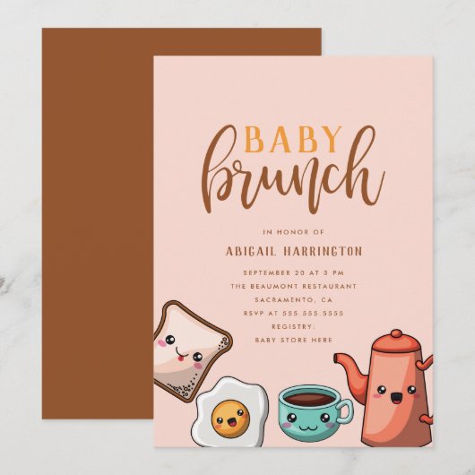 Moderne typografie Schattige Kawaii Baby Brunch Kaart (Voorkant / Achterkant)