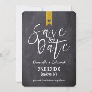 Moderne typografie schoolbord Geen foto Save The Date