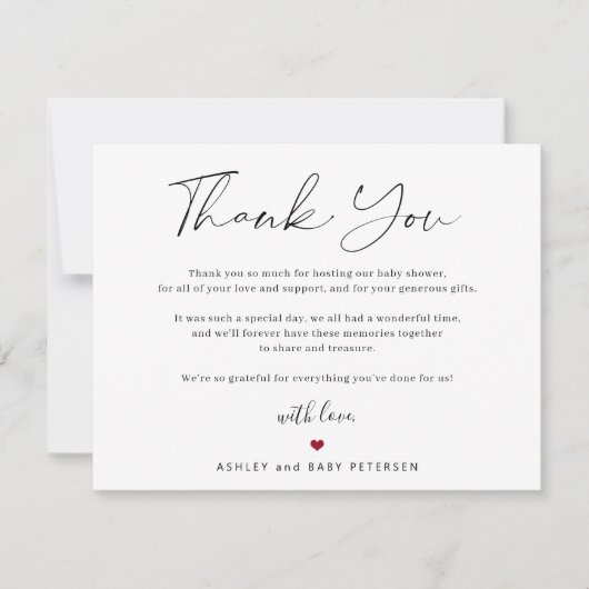 Moderne typografie script babyshower bedankt (Voorkant)