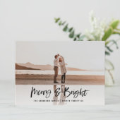 Moderne typografie script blauw foto Kerstmis Feestdagenkaart (Staand voorkant)