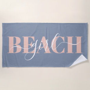 Moderne typografie script blauw roze strand citaat strandlaken