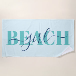 Moderne typografie script blauw turquoise strand c strandlaken