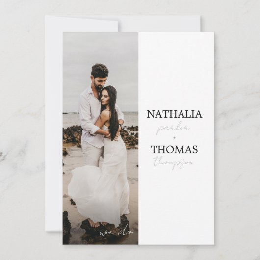 Moderne Typografie Script Foto QR Code Bruiloft Kaart (Achterkant)