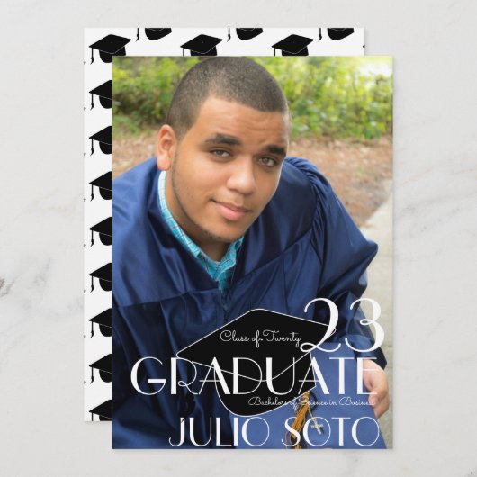 Moderne typografie script foto voor afstuderen kaart (Voorkant / Achterkant)