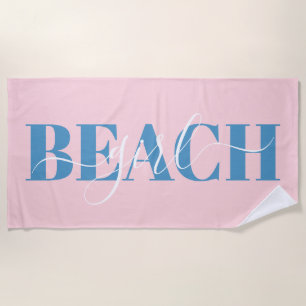 Moderne typografie script roze blauwe strand citaa strandlaken