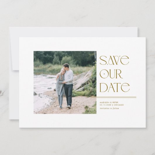 Moderne typografie Sla de datum Vierkant Foto Save The Date (Voorkant)