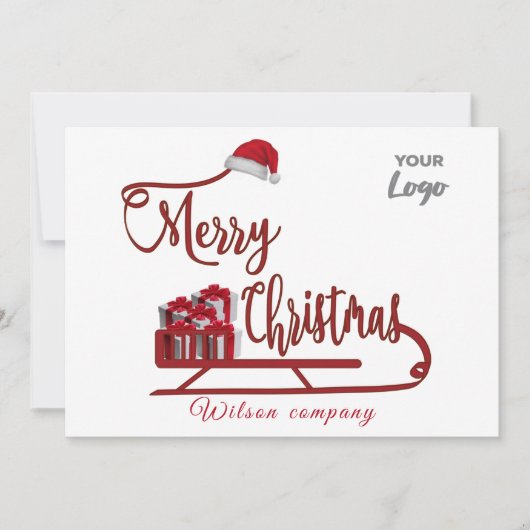 Moderne typografie Sledge Christmas logo Feestdagenkaart (Voorkant)