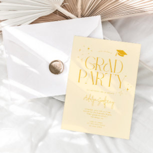 Moderne typografie sterren gele afstudeerfeest kaart