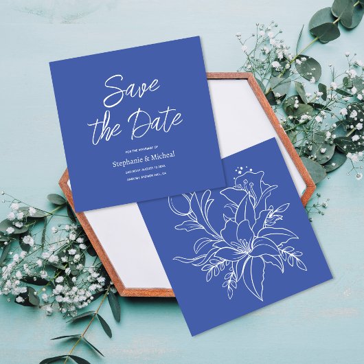 Moderne typografie - Stofblauw Save The Date
