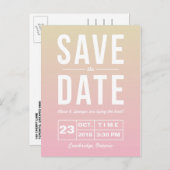 Moderne Typografie Sunset Ombre Save the Date Aankondigingskaart (Voorkant / Achterkant)