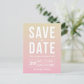 Moderne Typografie Sunset Ombre Save the Date Aankondigingskaart (Staand voorkant)