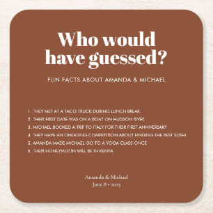 Moderne Typografie Terracotta Bruiloft Leuke Feite Vierkante Kartonnen Onderzetter