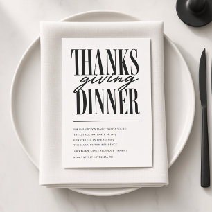 Moderne typografie Thanksgiving-diner Kaart