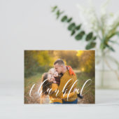 Moderne Typografie Thanksgiving Foto Feestdagenkaart (Staand voorkant)