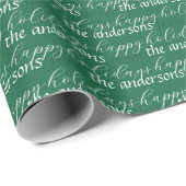 Moderne Typografie Vakantiepatroon Custom Family Cadeaupapier (Rol Hoek)