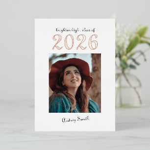 Moderne typografie vet 2026 foto afstudeer folie uitnodiging
