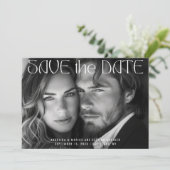 Moderne Typografie Volledige Horizontale Fotobruil Save The Date (Staand voorkant)